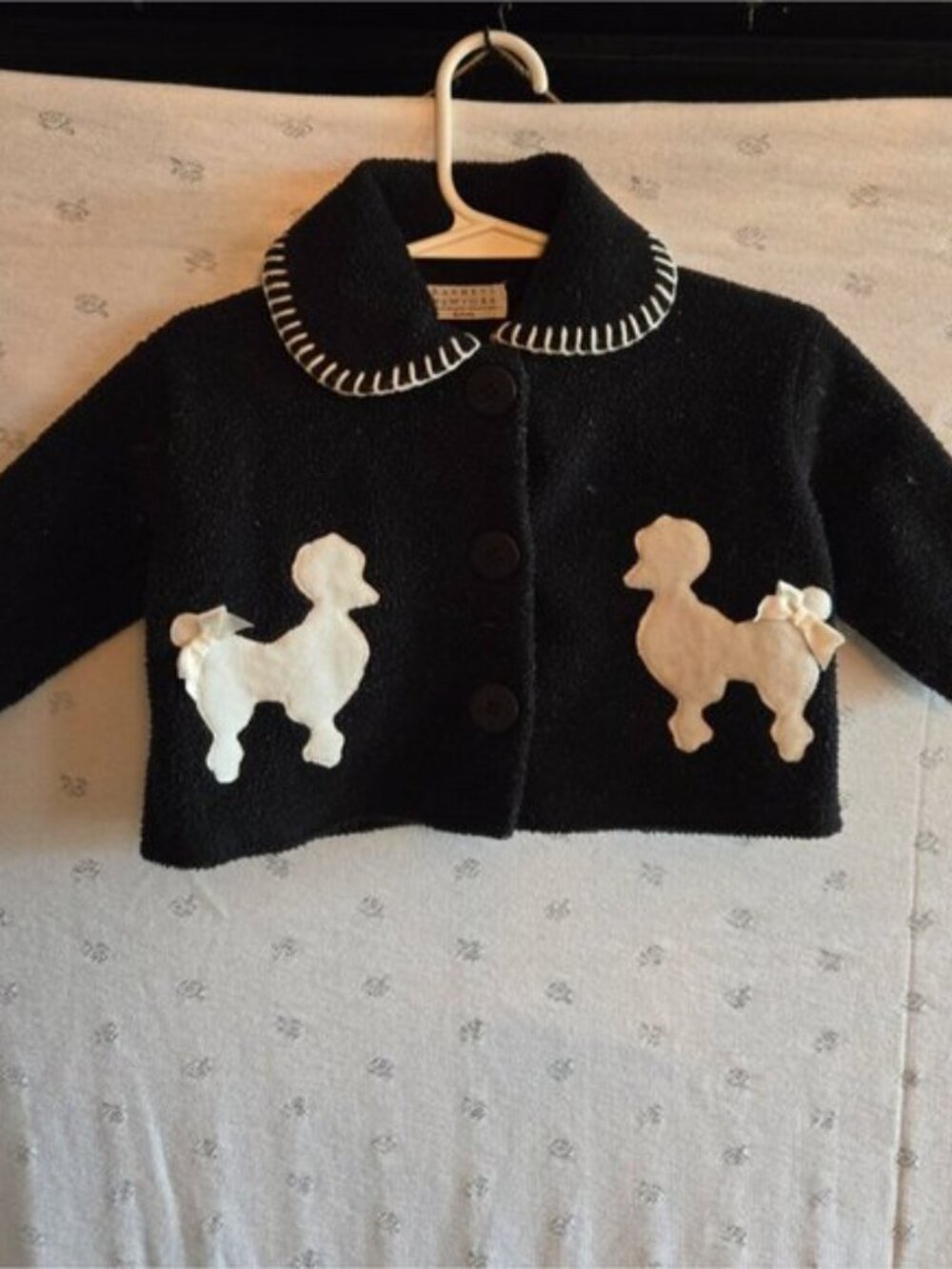 Barneys New York Black Fleece Jacket with White Poodle Design Size 6 months